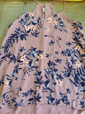 Express Mauve Halter Top with Navy Floral Print